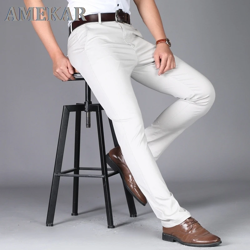 

Men suit pants casual office high quality cotton trousers business pants for men wedding party dress social trousers Men's pants