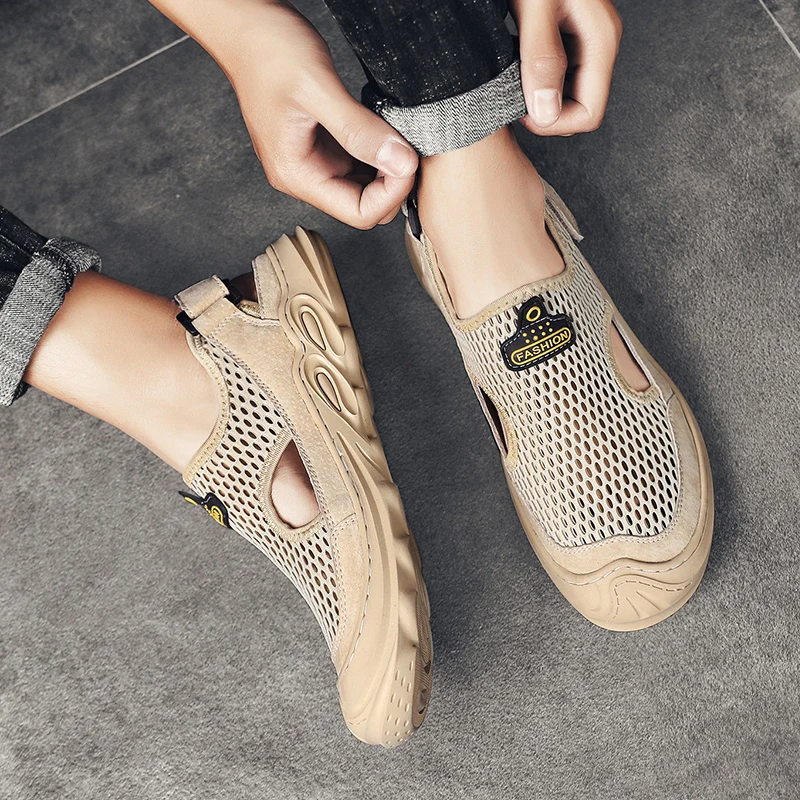 

Light hombre slides zapatillas sneakers Breathable shoe Sneakers beach sandalias mesh male breathable slippers wear zapatos for