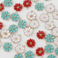 10pcslot enamel sun flowers charms daisy flower alloy pendants for jewelry making diy earrings necklaces craft accessories