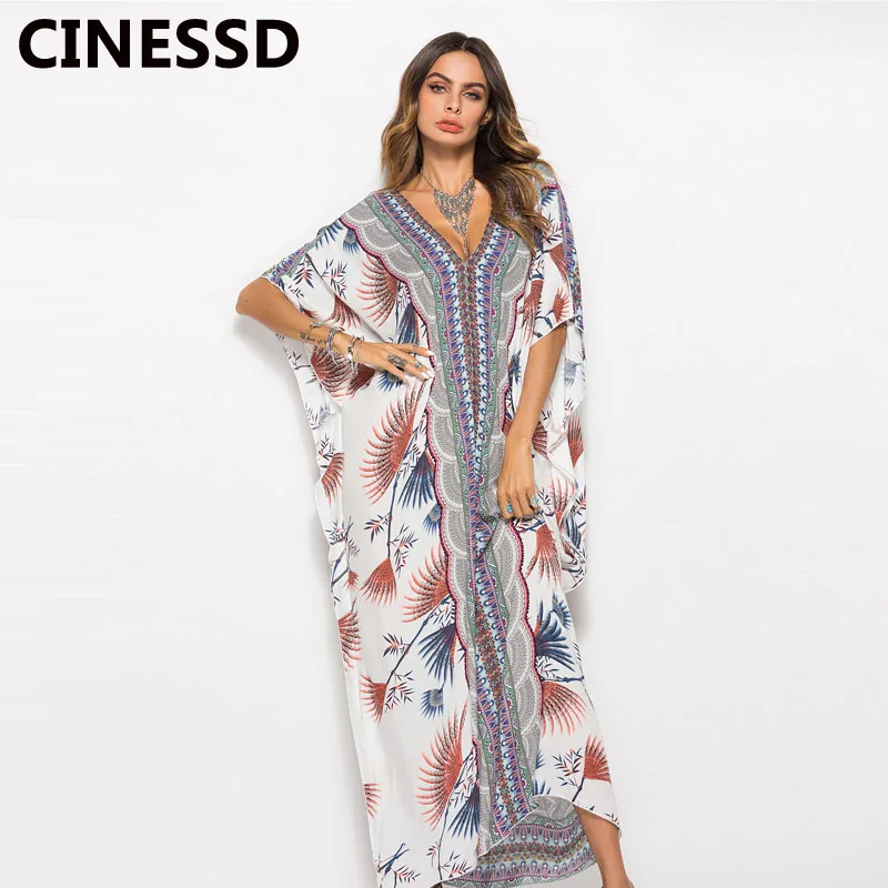 Женское пляжное платье-макси CINESSD повседневное Свободное платье с цветочным