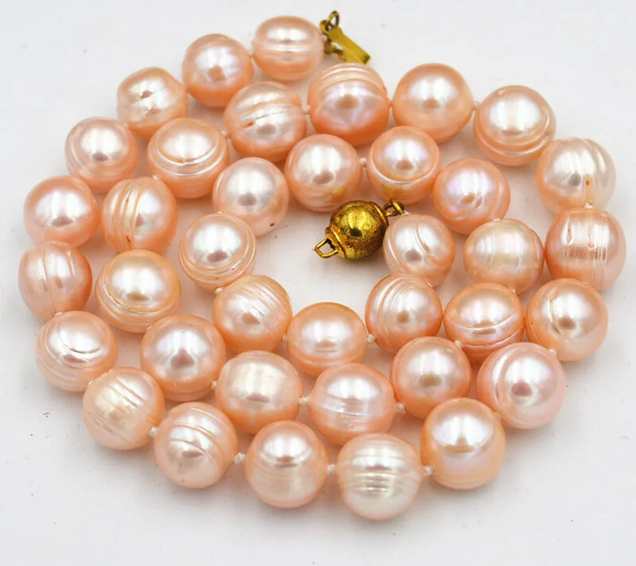 

New Natural pink 10-11mm akoya freshwater pearl necklace 18"