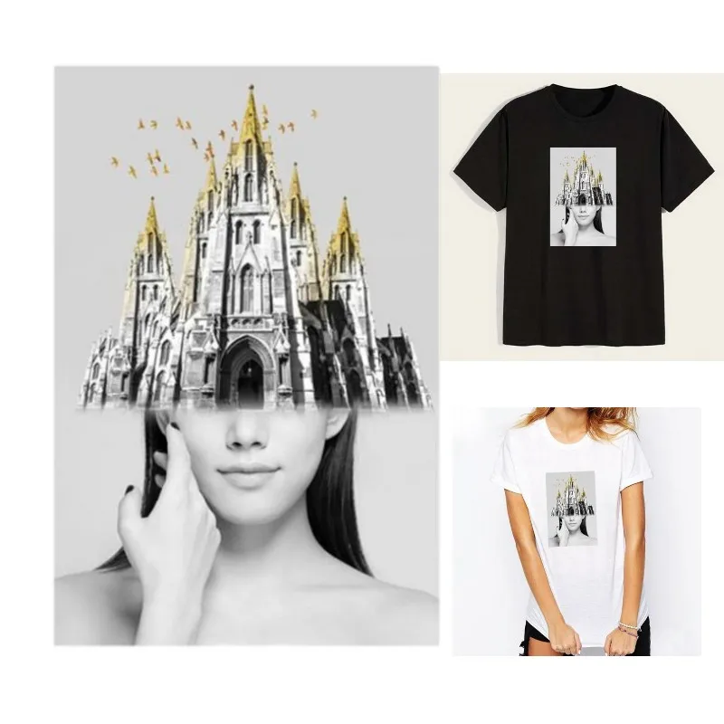 Модные нашивки с надписью Замок для девочек Термотрансферная одежда сделай сам