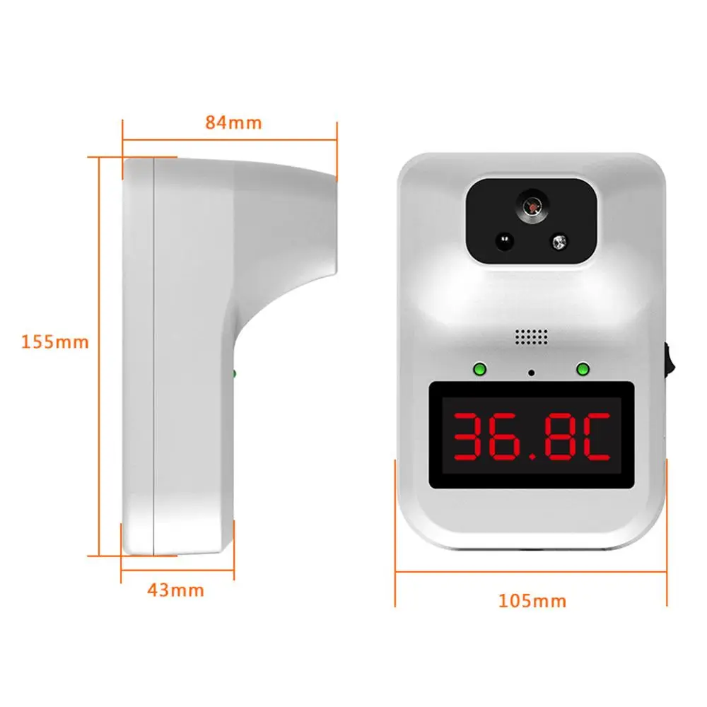 

AI Infrared Forehead Thermometer 3 Mounting Modes 10 Languages Voice Flash Alarm Digital No Touch Body Temperature Meter