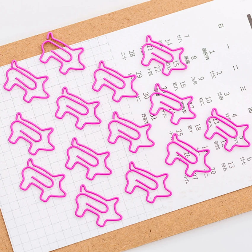 

100pcs Cartoon pink piggy metal special-shaped paper clip Animal Cartoon Pig Metal Clip Bookmark Binder Decorative free shipping