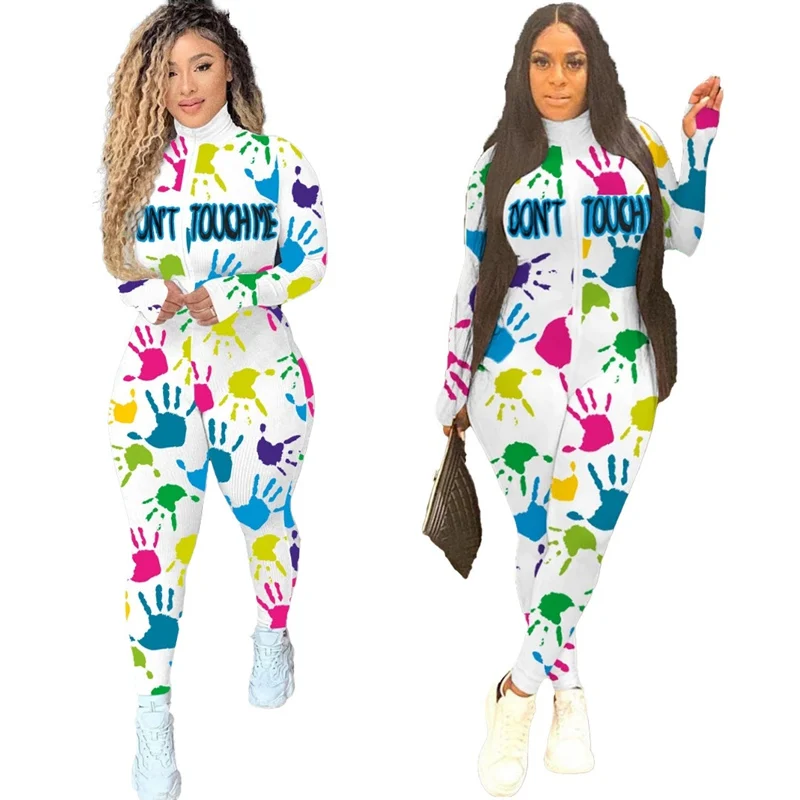 

Sports Casual Jump Suit Sportswear Playsuit Long Sleeve Print Rompers Womens Pants Overalls Exercise Fitness Bodysuit Jumpsuit