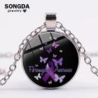 SONGDA ожерелье для осведомленности о фибромялгии, Фиолетовая лента, символ ручной работы, искусство, фото, стекло, кабошон, подвеска, ожерелье, Fibromyalgia, подарок