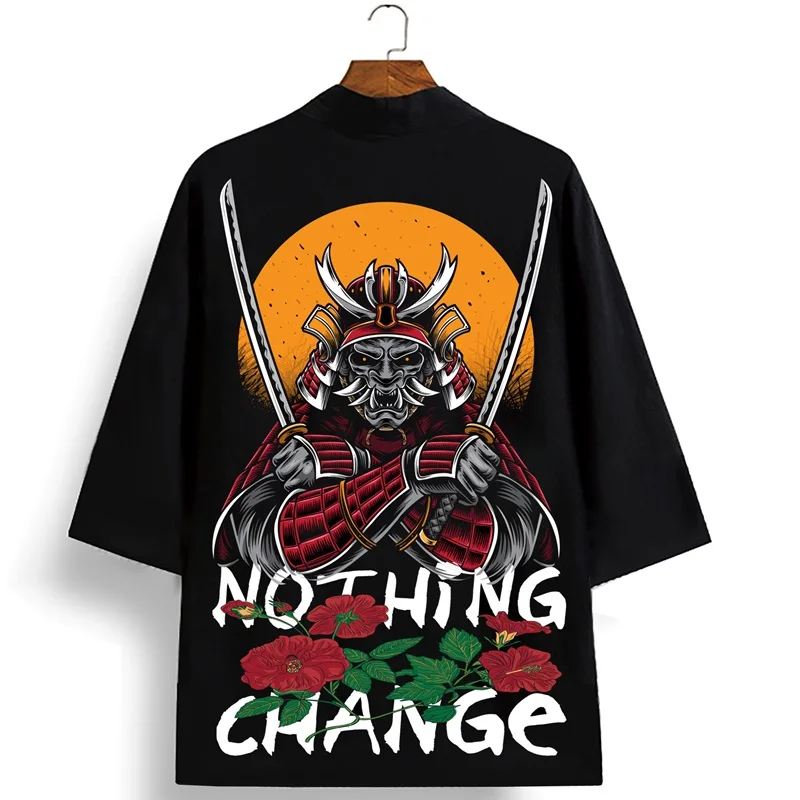 

Kimono Cardigan Man Yukata Obi Male Haori Men'S Kimono Japanese Streetwear Cosplay Samurai Costume Japan Clothes