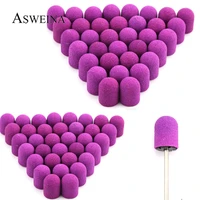 20pcs 10151319 purple nail sanding caps with rubber pedicure milling cutter electric drills bits cuticle tools accessories
