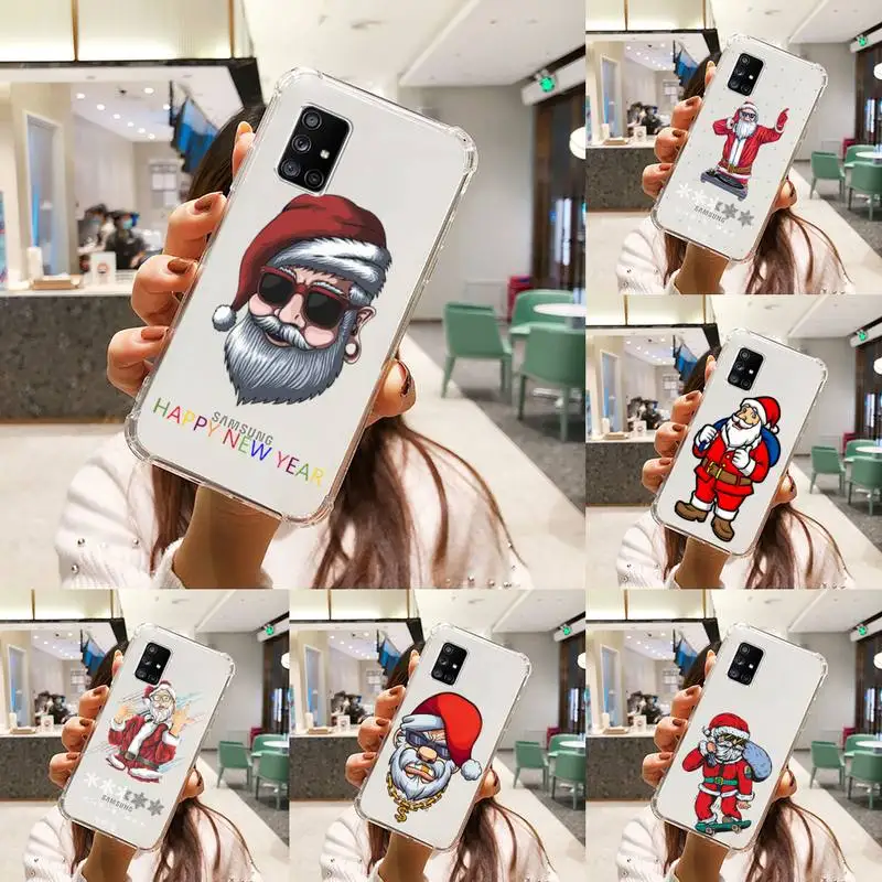 

Merry Christmas Custom Santa Phone Case Transparent For Samsung A51 A50 A71 A70 A81 M60S Note S21 S 20 10 9 8 11 E Plus Ultra