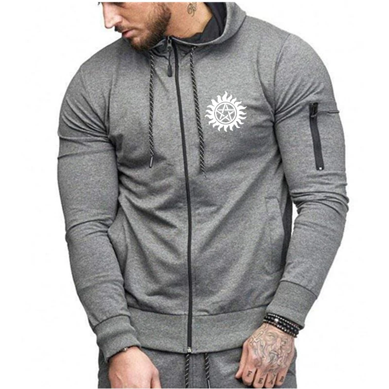 

Unisex Hoodie Men Winchester Bros Print Spring Autumn Jacket Coat Male Zipper New Men's Sweatshirts Solid Slim Fit Sportswear