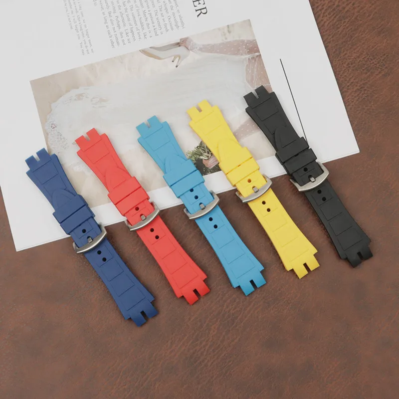 Пряжка 28 мм Мягкая Натуральная Резина Силиконовый ремешок для часов Ремешок