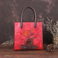 gagacia women retro shoulder bags luxury tote handbags for woman genuine leather handmade embossed ladies vintage bag 2022 new