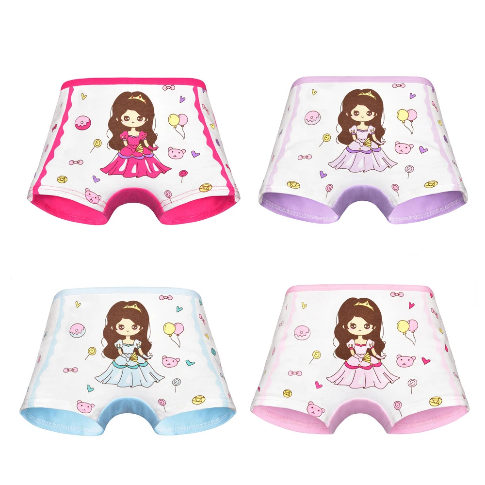4pcs/lot Children's Girls Panties - Cotton, New Fashion Cartoon Print Girls Briefs, Boxer Underwear, Training Pants, Children's Underpants image 4
