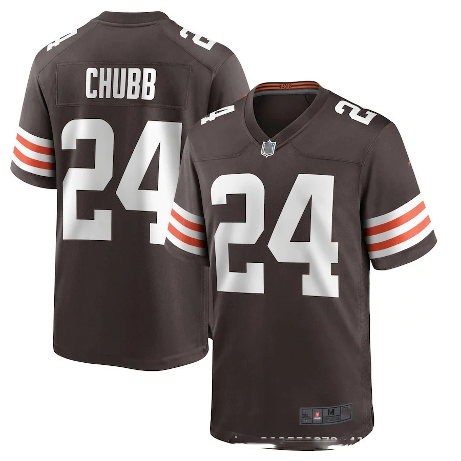 

Bilok Embroidery American Football Jersey 24# Nick Chubb Fans Wear Men Women Kid Youth Cleveland Browns Rugby Jersey Jacket
