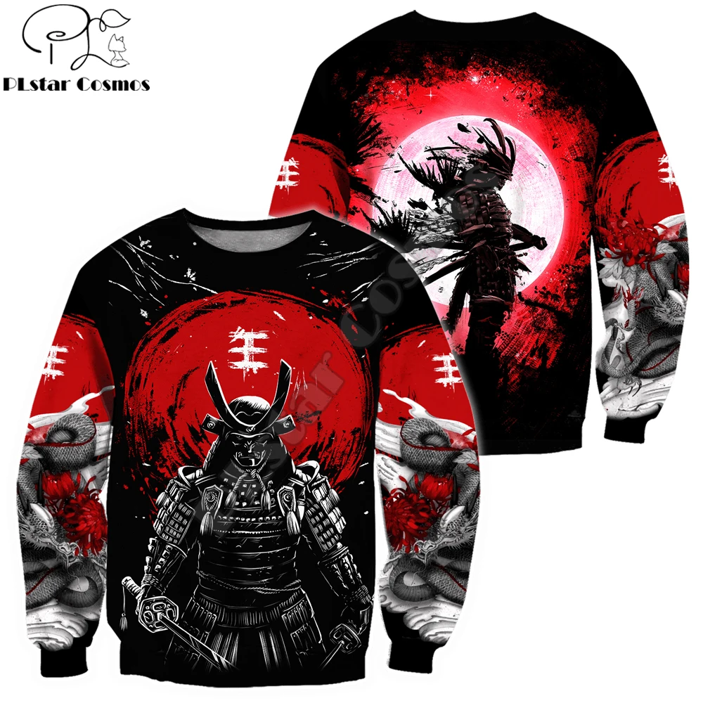 Толстовка мужская с капюшоном и 3D-принтом дракона самурая DW696 | Мужская одежда