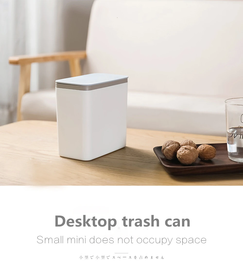 Home Waste Bin Small Trash can Mini Desktop ashcan litter Trash little Table Top Trash Box for desk Car trash bin With Lid