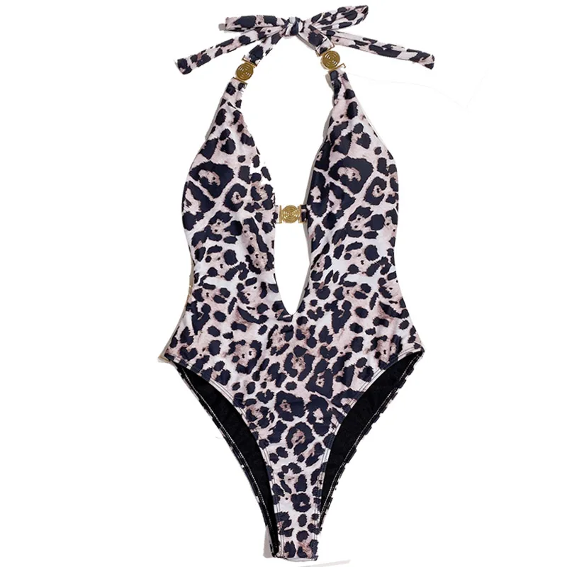 

Sexy High Wasted One Piece Swimsuits Classic Women Bikini Set Push Up Summer Mujer Swimwear Bathing Suit Bather Leopard Print