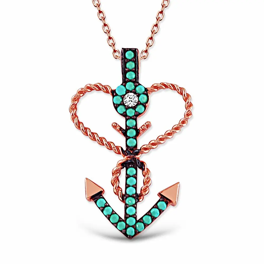 

925 sterling Silver Heart-anchor Pendant (model-2)