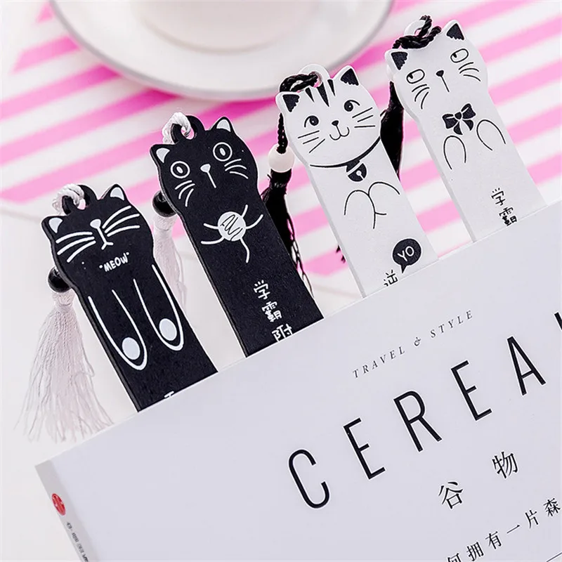 

Creative Multifunctional Cute Cat Wooden Bookmark Books Marker of Page Student Bookmarks Stationery School Office Supply 01465