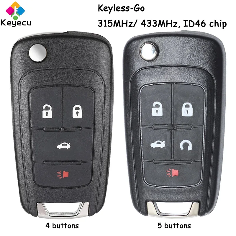 

Пульт дистанционного управления KEYECU PCF7952 46 для Chevrolet Cruze Sonic, Malibu, Impala, Equinox, 4/5 кнопок, 315 МГц, 433 МГц