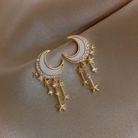 2021 new trendy moon dangle earrings for women temperament pearl cherry cat pendant earring girl party jewelry gift