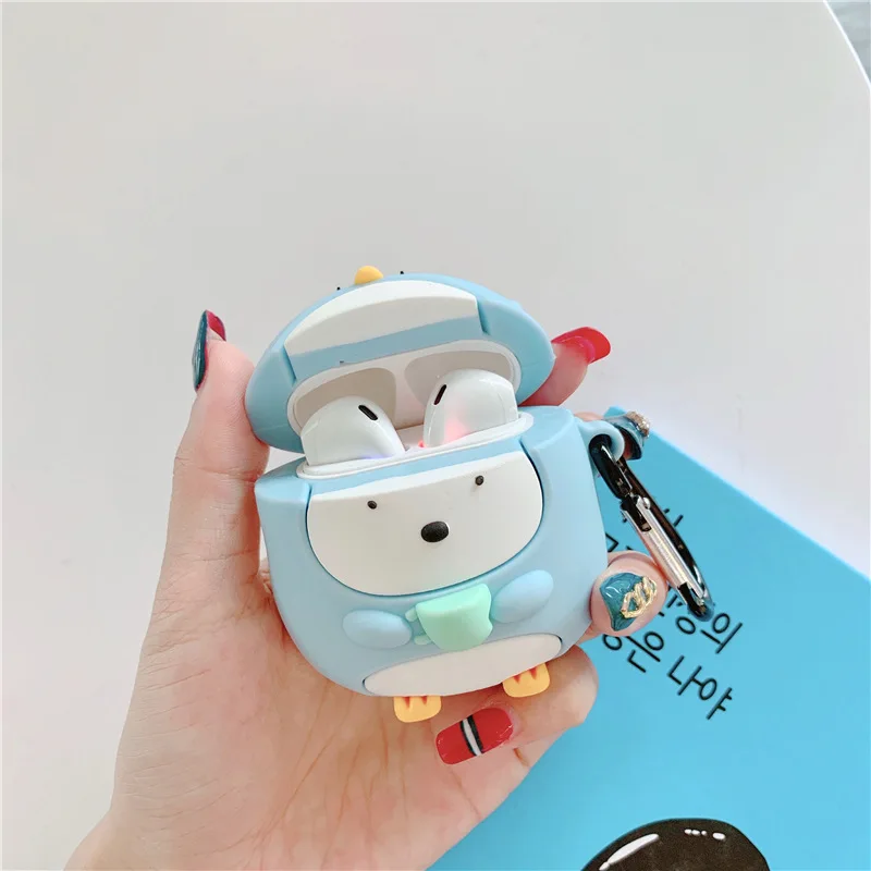 Для Apple AirPods Kawaii Penguin чехол 3D милый мультфильм уплотнение рыба беспроводные наушники крышка оболочка для Airpods 2 Earpods аксессуары