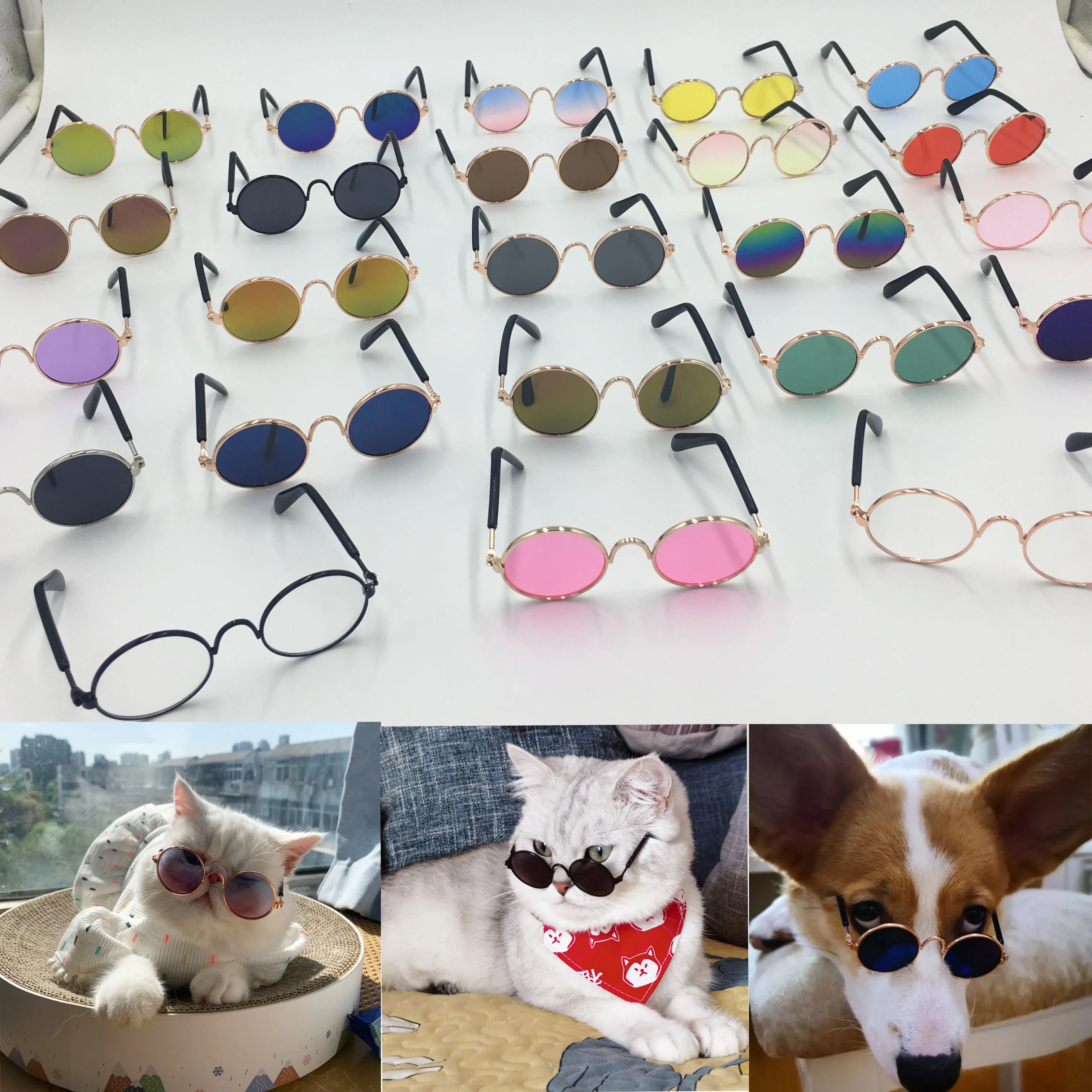 

Lovely Pet Glasses Dog Clear Sunglasses Small Cat Puppy Photos Props Eye-wear Simple Cool Kitten Eye Protection Pets Accessories