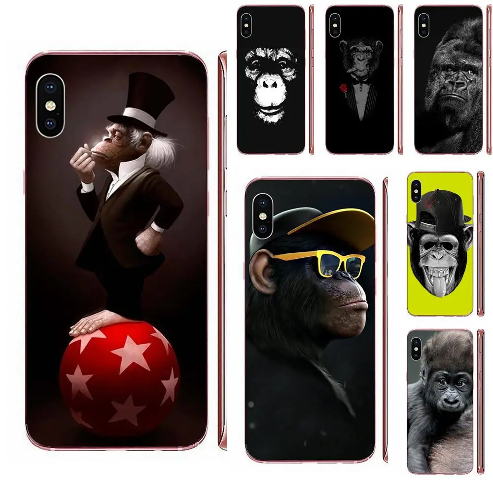 Черный с принтом обезьяна Gorilla для Samsung Galaxy A10 A20 A20E A3 A40 A5 A50 A7 J1 J3 J4 J5 J6 J7 2016 2017 2018 ТПУ