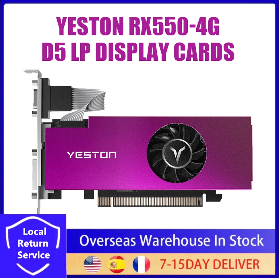 Preise Yeston RX550-4G D5 LP Grafikkarten Radeon Chill 4GB Speicher GDDR5 128Bit 512Unite 6000MHz VGA + HDMI-ich's Interface + DVI-D GPU