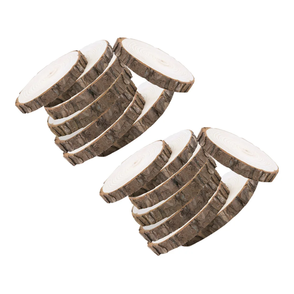 

8pcs 9-10cm Unfinished Natural Round Wood Slices Circles with Tree Bark Log Discs Wooden Pieces Art Accessories for DIY Crafts