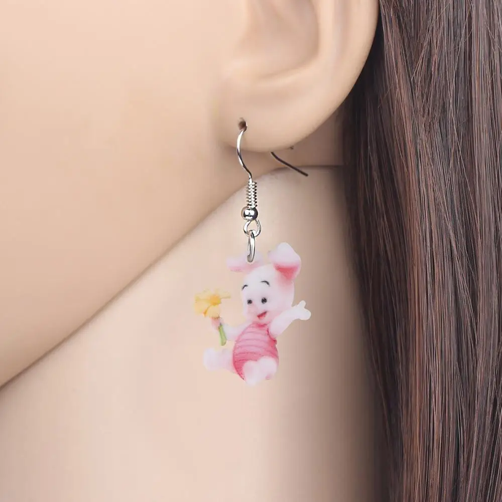 NEWEI акриловый рисунком из мультфильма аниме Свинка Копилка серьги подвески в
