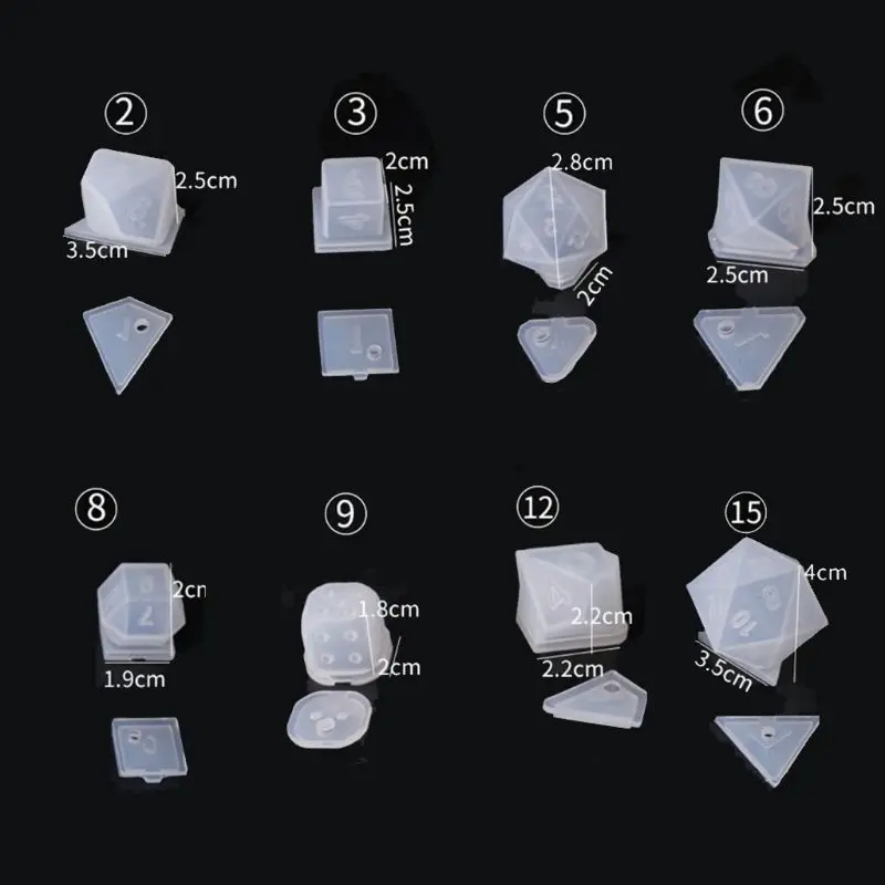 

8 Shapes Dice Fillet Square Triangle Dice Mold Dice Digital Game Silicone Mould
