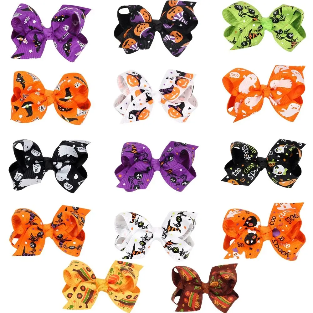 

1PCS Novelty Halloween Hair Hand Bows Girls Hairpin Grosgrain Ribbon Hair Kids Hair Accessories Headbands Creative DIY Headbands