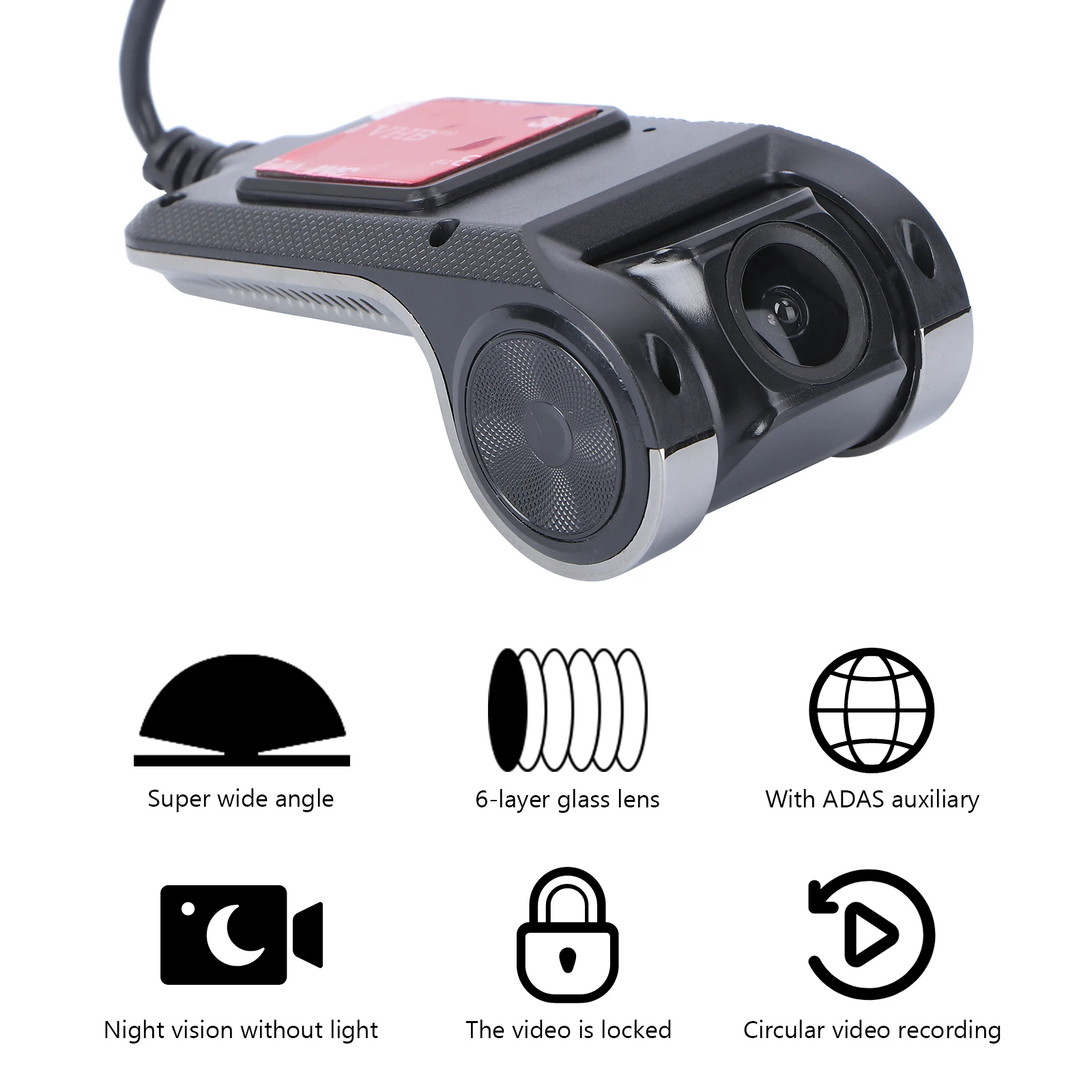 

CR 1PC Traffic Recorder WDR Recorder Vehicle Recorder Durable Zinc Alloy USB Connect Night Vision For Van