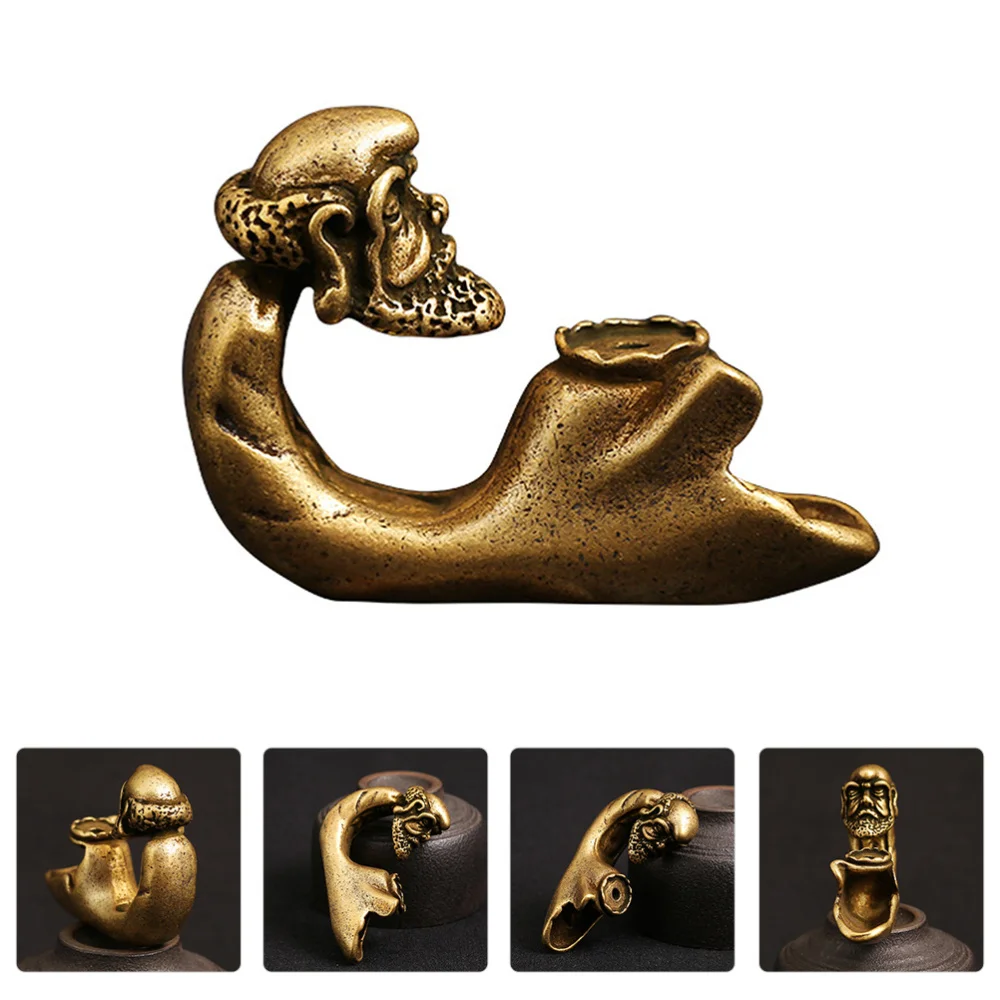 

1Pc Brass Incense Burner Retro Bodhidharma Statue Decoration Tabletop Adornment