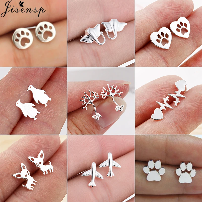 

Trendy Jewelry Cute Animal Stud Earrings for Women Kids Fashion Metal Dog Paw Earings Simple Plane Ear Piercing Girls Brincos