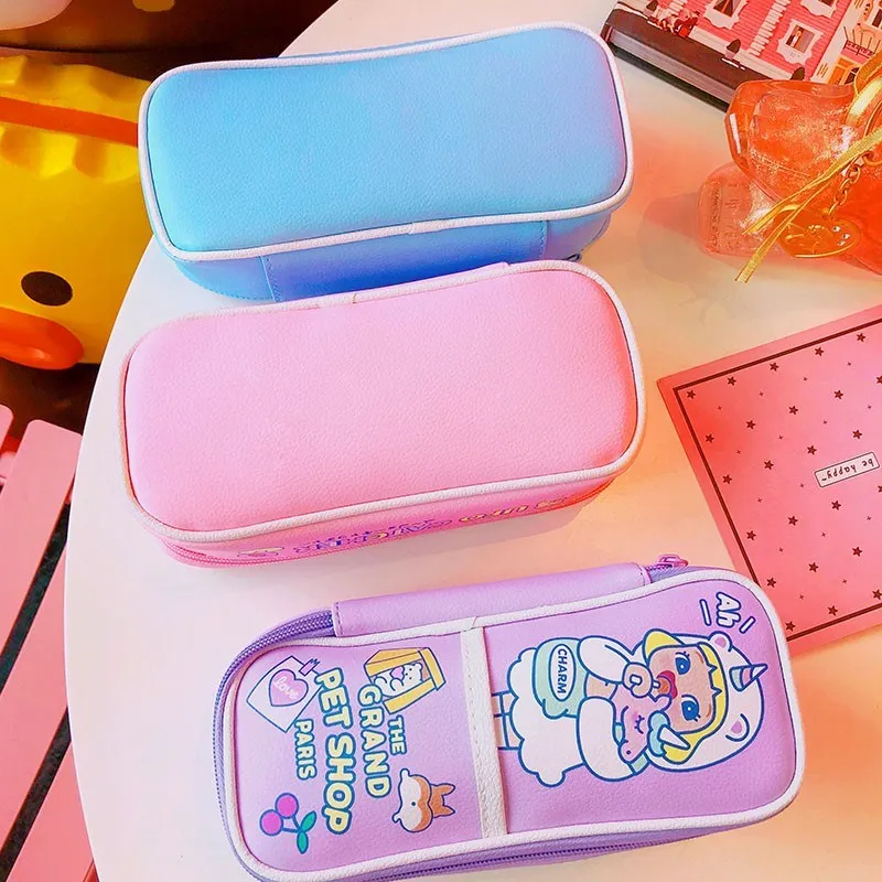 Милые Мультяшные пеналы для девочек школьные канцелярские принадлежности
