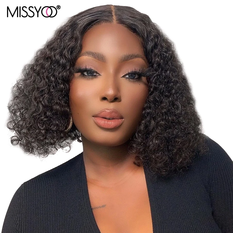 

Brazilian Curly Bob Human Hair Wig 13x4 Deep Wave Lace Front Human Hair Wigs for Women HD Transparent Lace Frontal Closure Wig