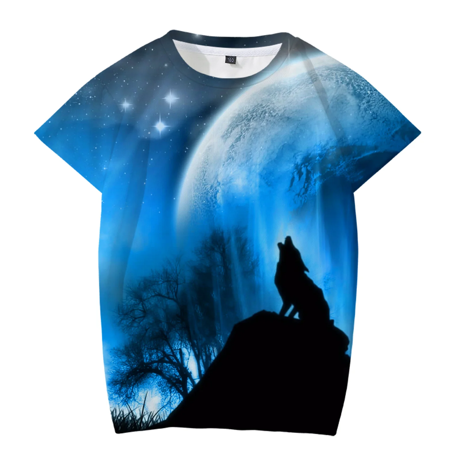 

New Cartoon Wolf Boys T-shirt 3D print New loose casual majestic summer fashion Tshirt Harajuku Wolf Print Children T shirt