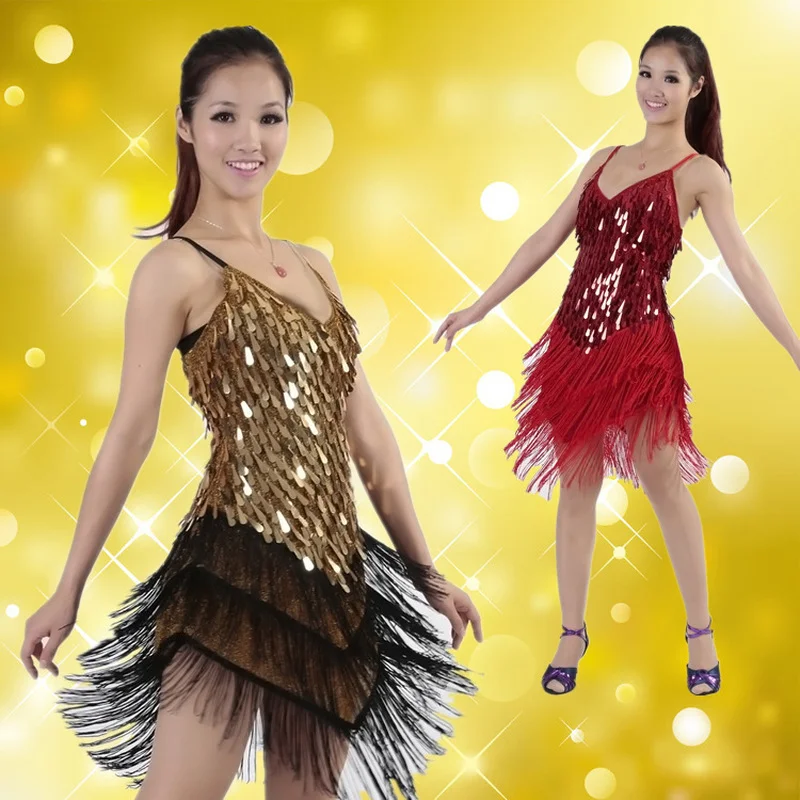 

Sequins Fringe Tassel Latin Dance Competition Dresses for Women Stage Performance Competition Ballroom Salsa Samba Tango Costume