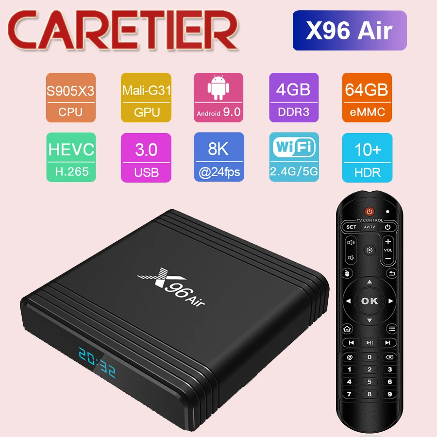 

ТВ-приставка X96 Air, Android 9,0, Amlogic S905X3, 4K, Android