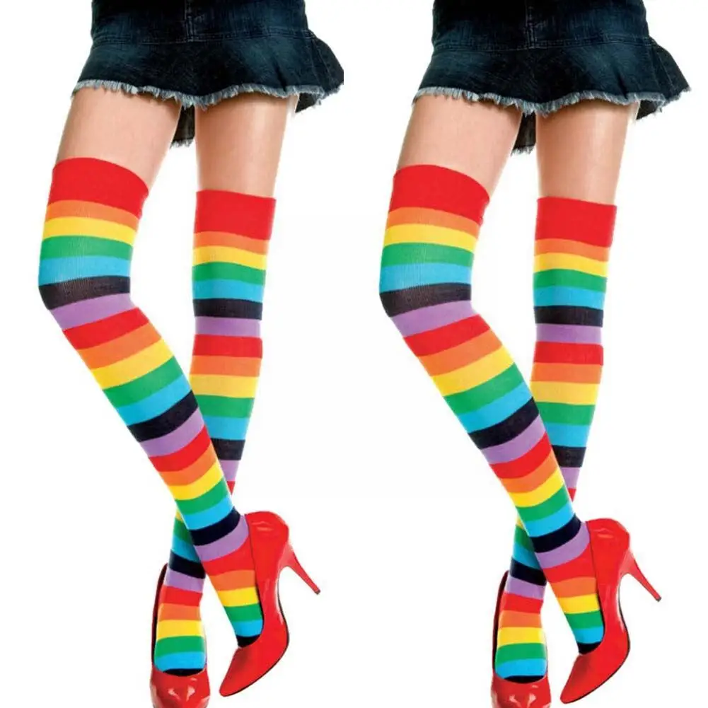 

Knee High Socks Women Cute Cotton Thigh High Mixed Long Rainbow Long Knitted Long Knee Knitted Stockings Women Striped Stoc P9g6