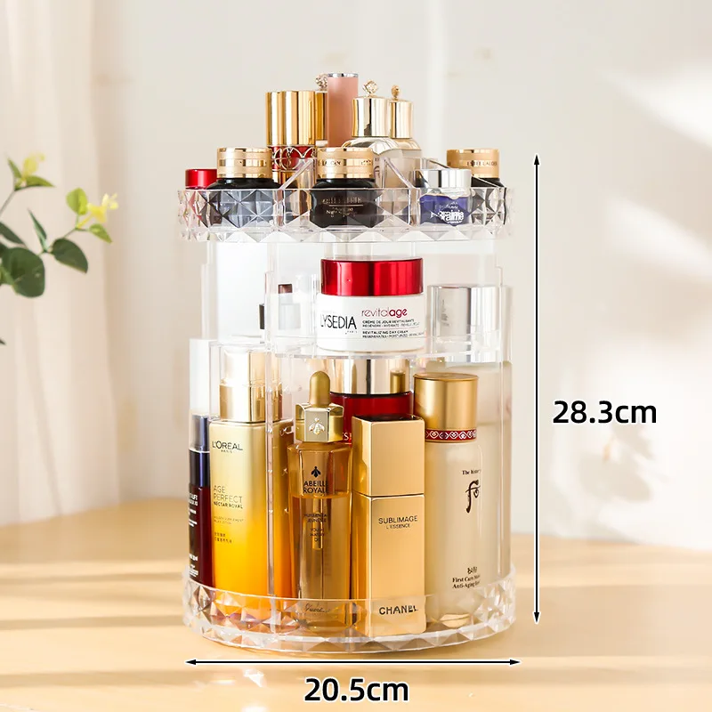 360 Degree Rotating Cosmetic Storage Box Make-up Organizer Lipstick Holder Transparent Crystal Display Stand Large Capacity | Дом и сад