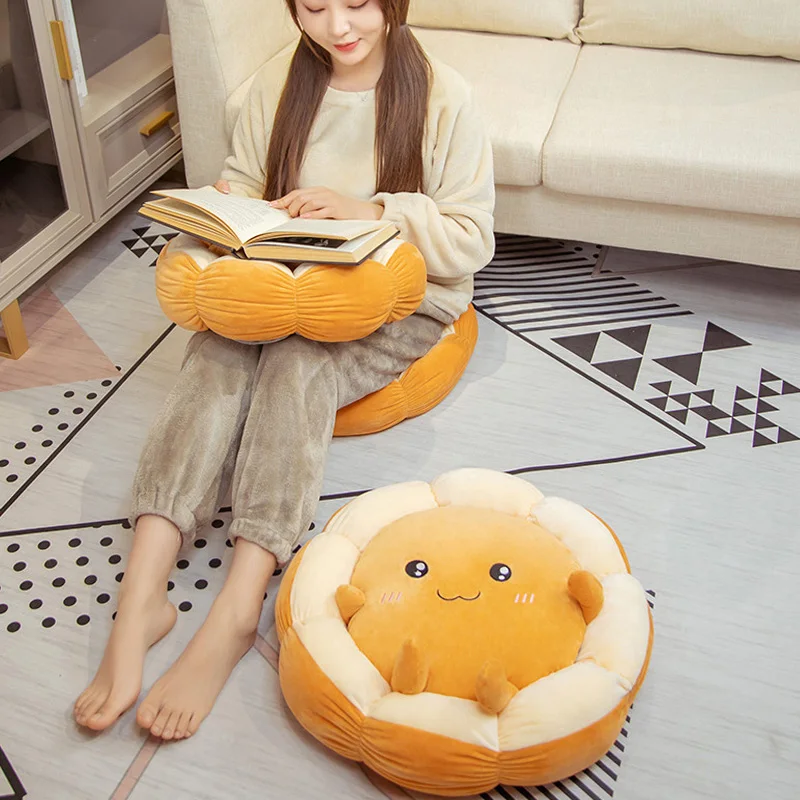 

Cute Toast Bread Cushion Pillows Plush Lazy Chair Cushion Cute Futon Hassock Home Sofa Indoor Floor Tatami Decor Seat Cushion