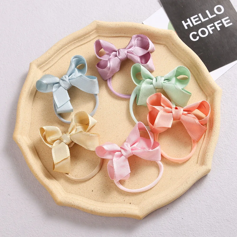 

Stretchy Nylon Baby Hairband Solid Candy Color Ribbon Headbands Children Cute Elastic Hair Band Soft Bowknot Hair Accessories