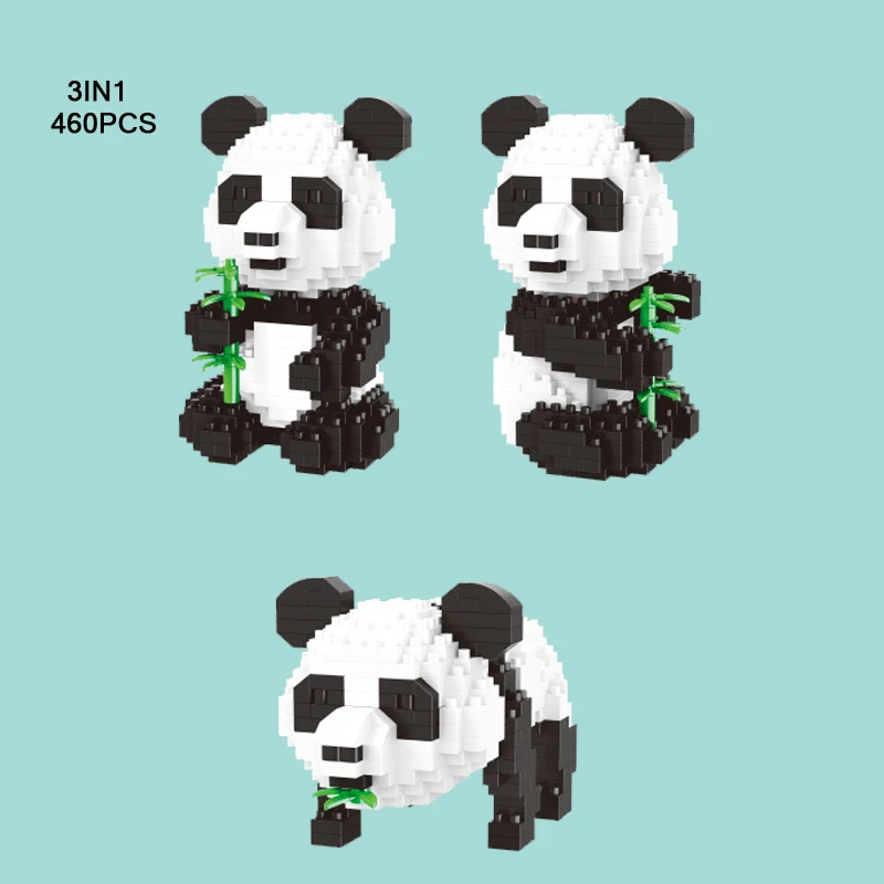 Идея милых животных панда нанокирпичи 3в1 микро алмазный блок строительные