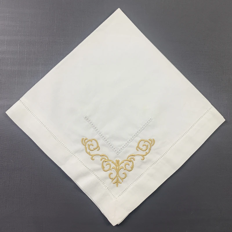 Набор из 12 носовых платков обеденные салфетки белые льняные с вышивкой цветные
