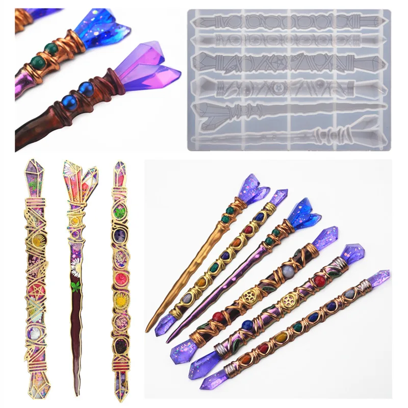 

3Ddiy Crystal Epoxy Magic Wand Wand Ceremony Hairpin Mirror Resin Silicone Hand Mold Wholesale