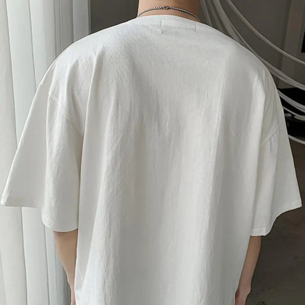 

Summer Casual Men's Pullover Solid Color Short Sleeve O Neck Loose Fit Breathable Tee T-shirt Blouse Male Slim Top Comfortable