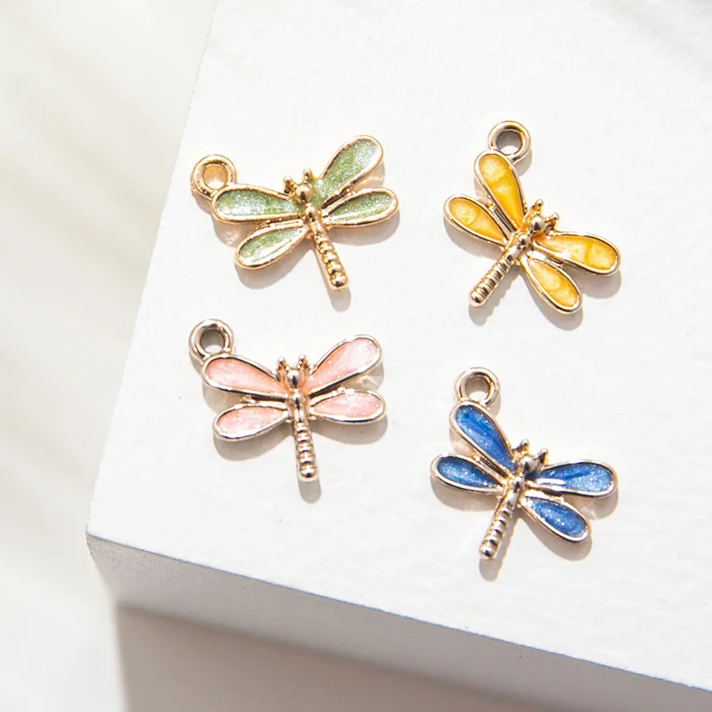 

10Pcs Enamel Gold Color Dragonfly Designer Charm Pendant for Jewerly DIY Making Bracelet Women Necklace Earrings Accessories